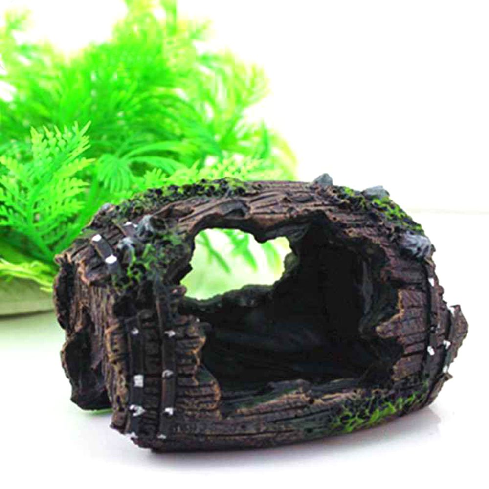 Fish Aquarium Hollow Hole Log Tree Tunnel Decor