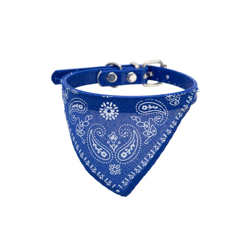 Adjustable Pet Bandana neck Scarf with Leather Collar